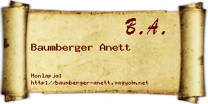 Baumberger Anett névjegykártya